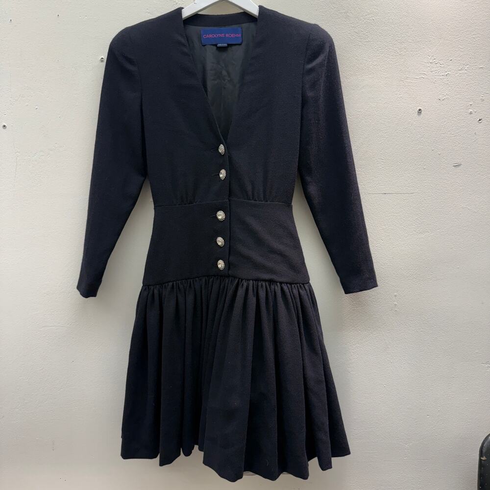 Vintage 80s Carolyne Roehm Alyssa Liu Stateside Blue Dress Costume Prom Crystal
